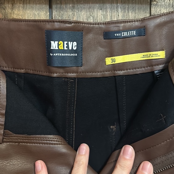 NWT Anthropologie Maeve The Colette Brown Cropped Wide-Leg Faux Leather Pants - Picture 8 of 12
